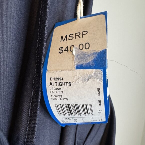 adidas Rare Hard To Find Navy Leggings with Orange Stripes - Picture 5 of 5